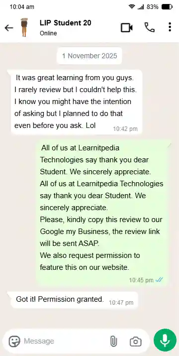Testimony one from happy student of learnitpedia technolgoies