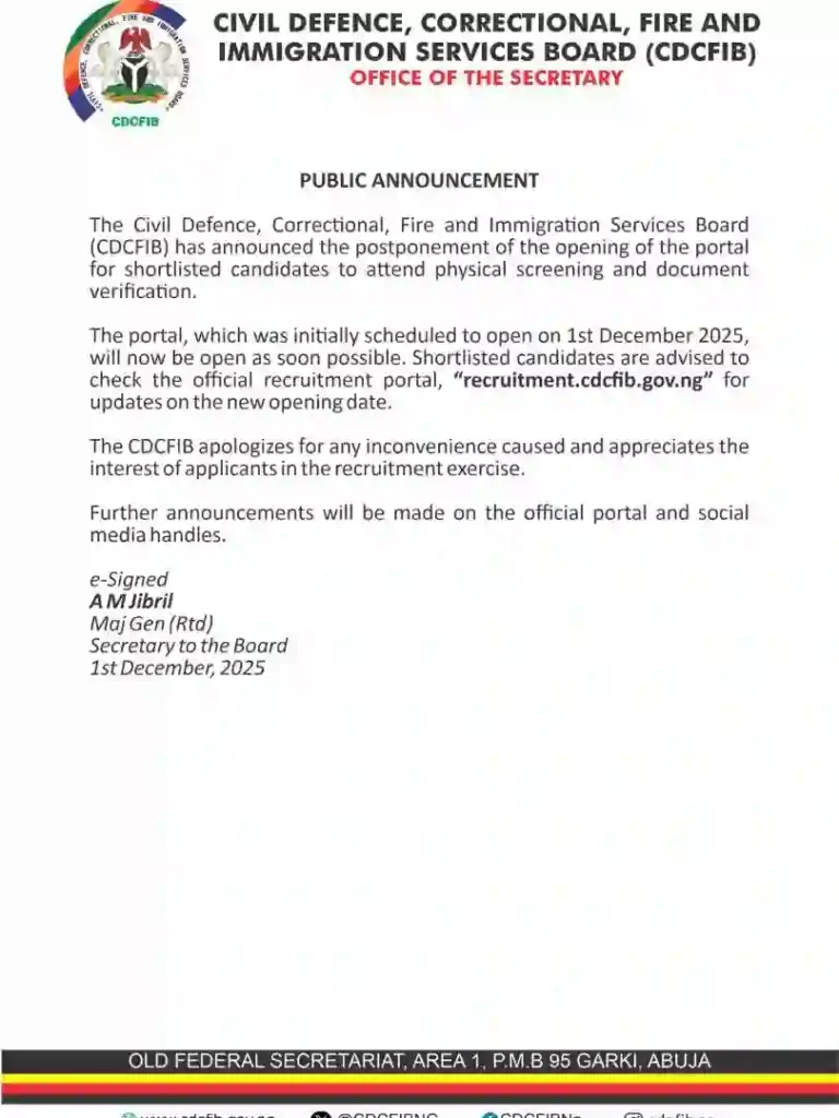 Update on CDCFIB Recruitment Exercise
